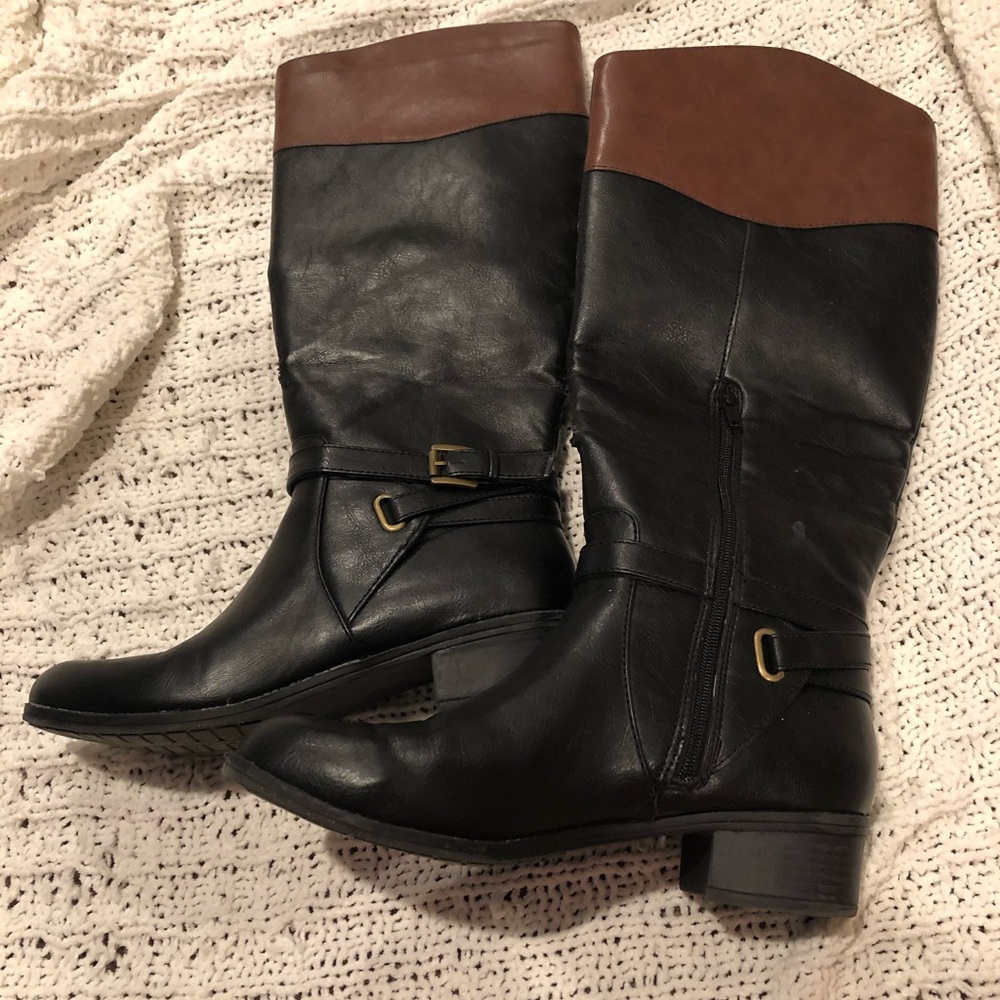 Lightly worn brown/ black boots